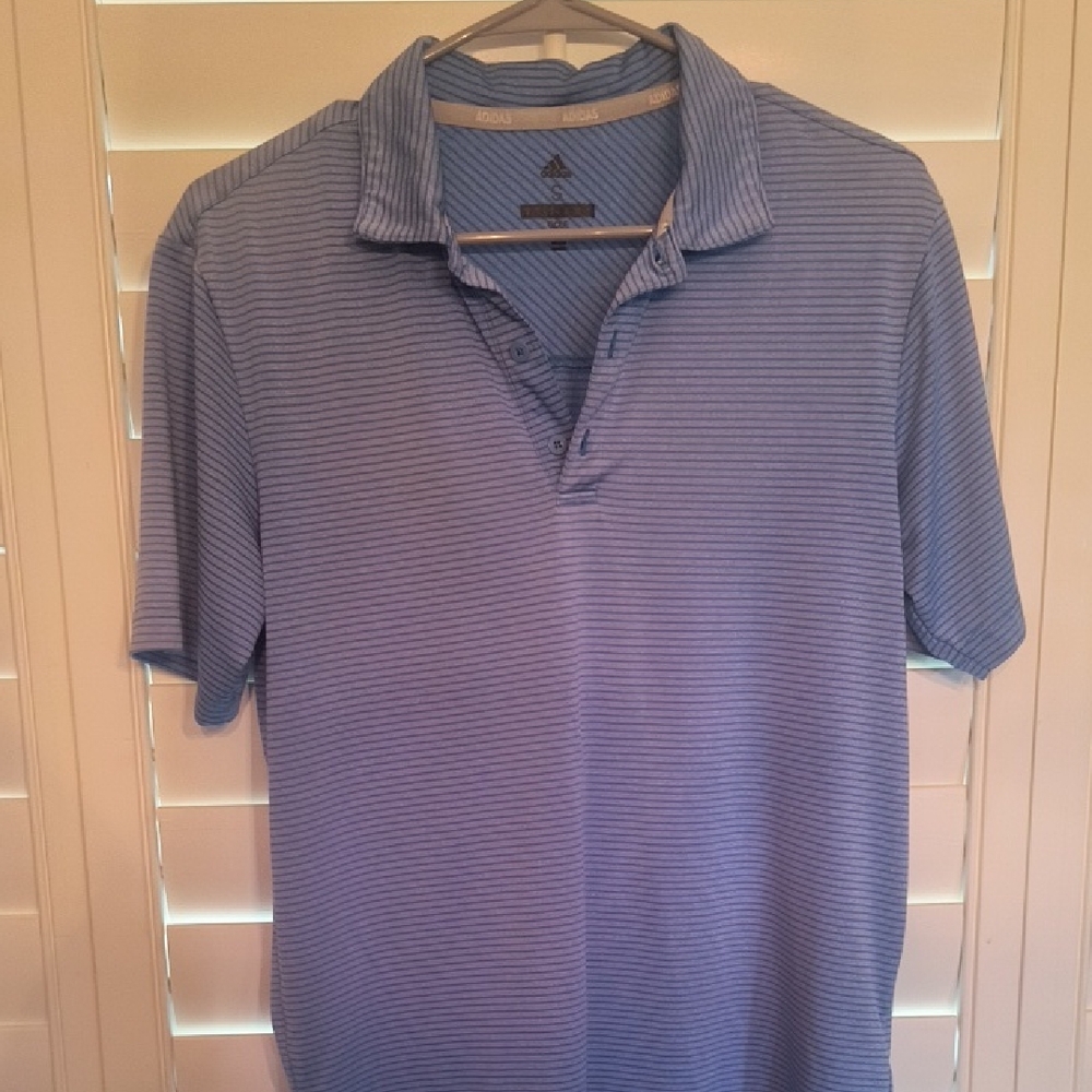 adidas Light Blue Striped Polo Shirt